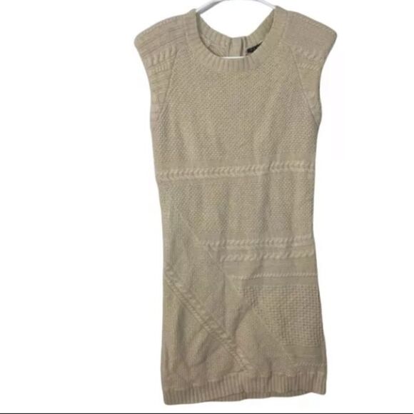 Theory Silasi Woodstock Beige Cashmere Wool Blend Cap Sleeve Sweater Dress - Picture 2 of 7